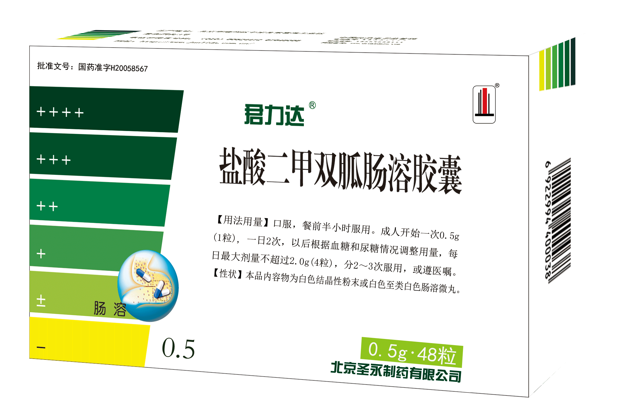 君力达盐酸二甲双胍肠溶胶囊